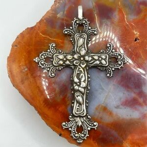 Large Antique Sterling Silver Cross